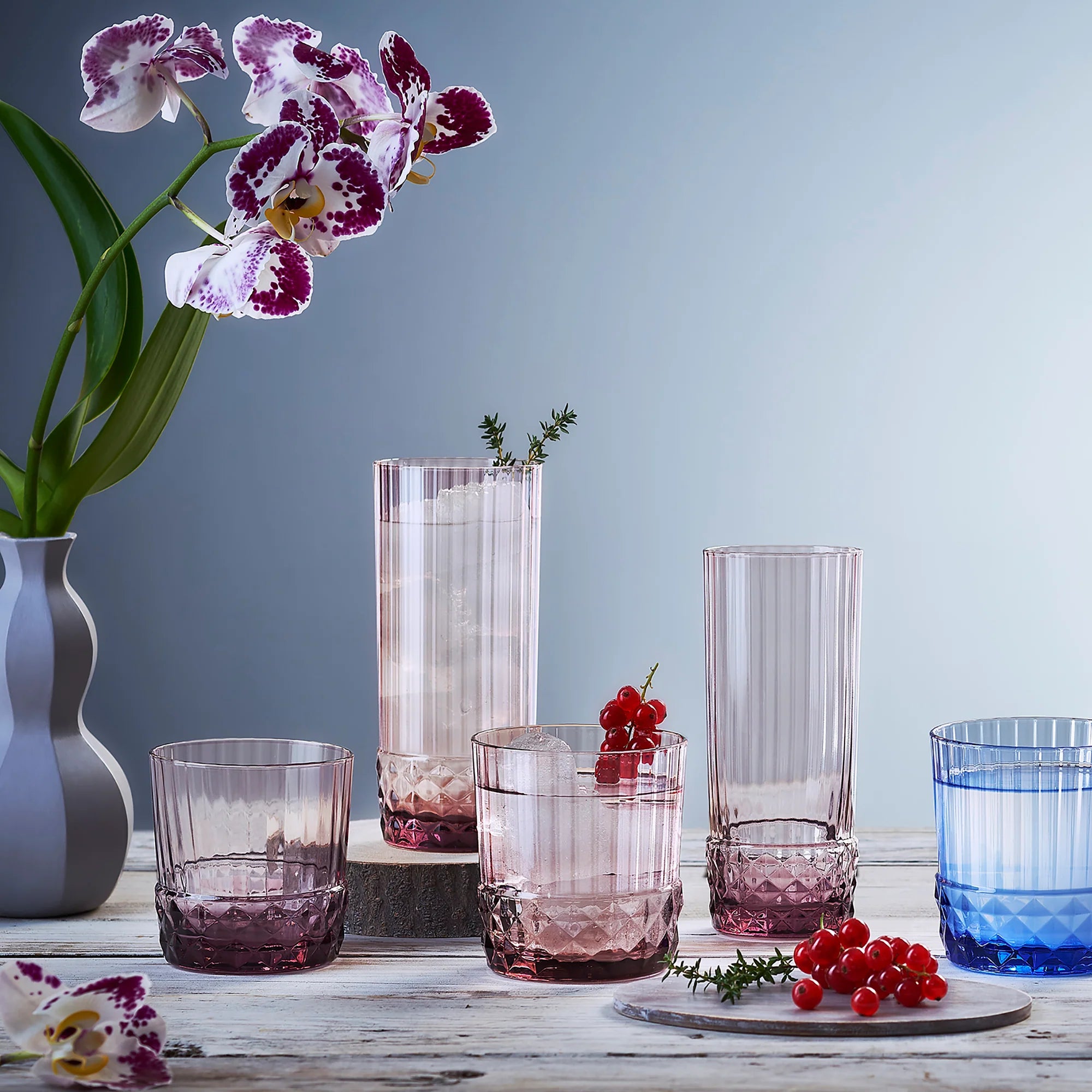 Bormioli Rocco America '20s 30 cl  DOF Drinking Glasses, Lilac Rose (Set of 6)